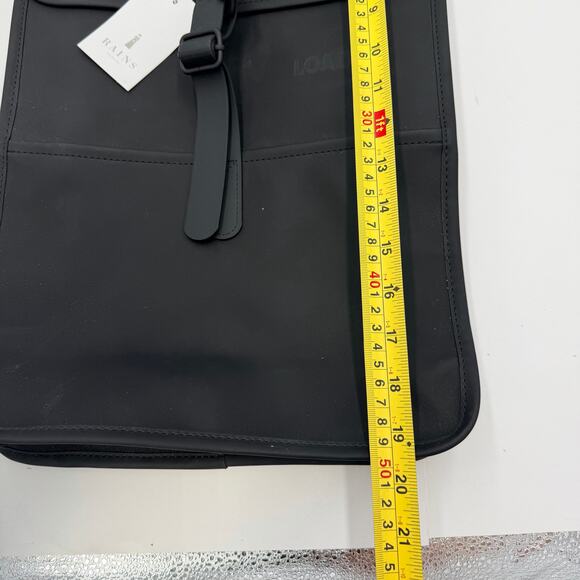 Rains Ripple Classic Black Water Resistant Large Backpack Durable Polyester Bag - Picture 12 of 12